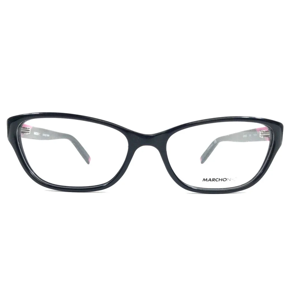 Marchon NYC Eyeglasses Frames MONROE 001 Black Pink Cat Eye Full Rim 51-16-135